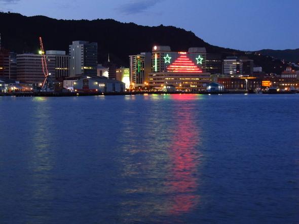 Jahreswechsel-'Skyline' im Hafen von Wellington - (Neuseeland, Jahreswechsel)