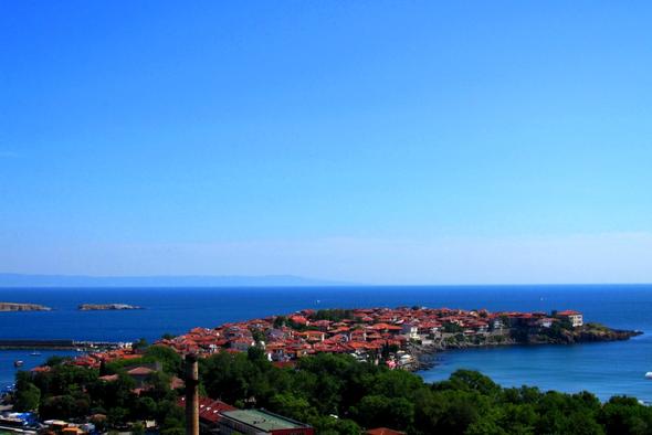 Blick vom Hotel in der Oberstadt auf die Altstadt von Sozopol - (Bulgarien, Schwarzes Meer, Sozopol)
