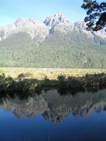 Die Mirror Lakes auf der Straße nach Milford Sound - (Neuseeland, Milford Sound)