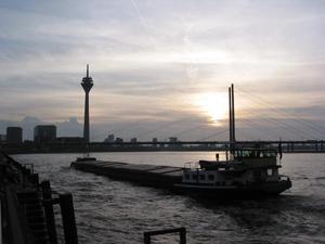 Düsseldorf Abendstimmung Rhein - (Deutschland, NRW, Düsseldorf)