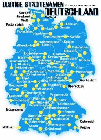 ortsnamen lustig orte kuriose stadtnamen landkarte stdtenamen witzige deutschlandkarte komisches funpot komische schilder lustigen dumme karte lustich stdte staedtenamen sprche