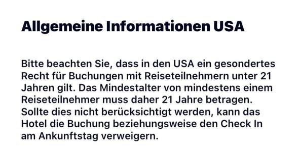 New York einchecken mit 20 Jahre?